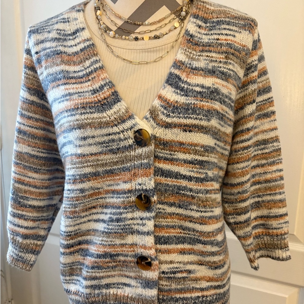 Lane Bryant Multicolor Button-Up Cardigan - tank & necklace not included.